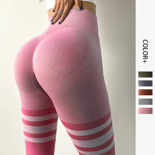 High waisted fitness leggings with stripe design in various colours