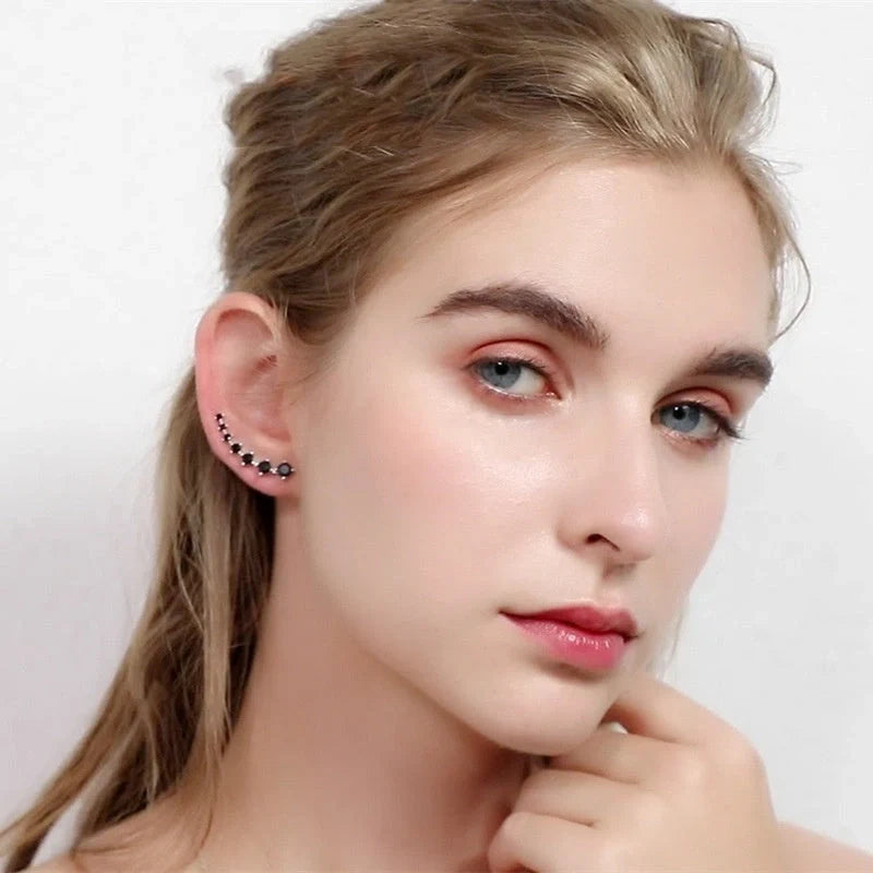 Elegant black zircon round drop earrings for women, perfect for any occasion.