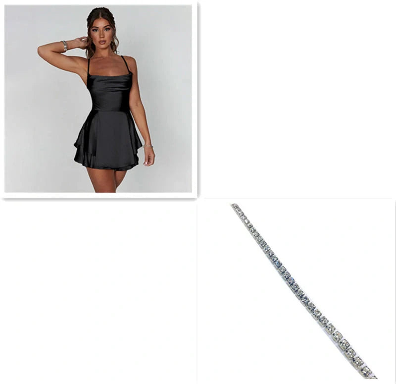 Women's suspender skirt with slim strap and satin finish in various colours