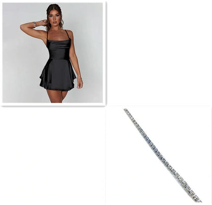 Women's suspender skirt with slim strap and satin finish in various colours