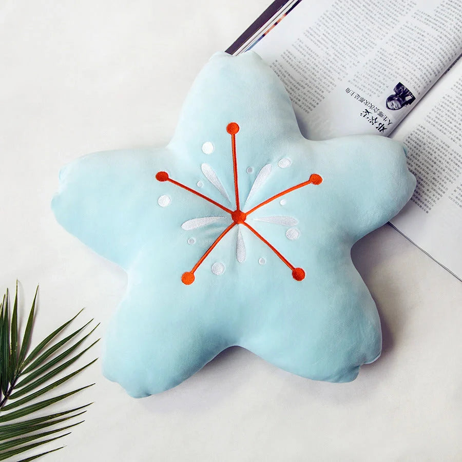 Cherry blossom plush cushion in blue, pink, or yellow for home decor