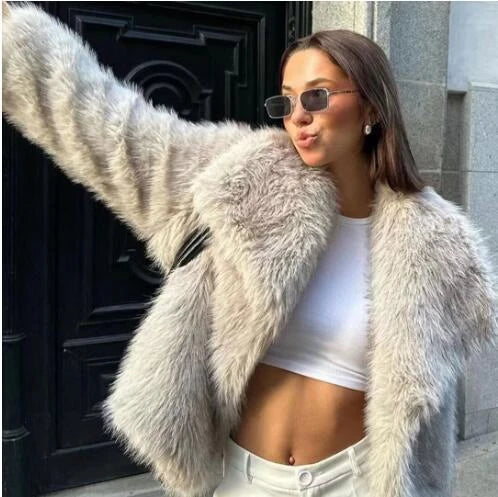 Stylish and cozy plush winter coat for women, available in a variety of trendy colors and sizes