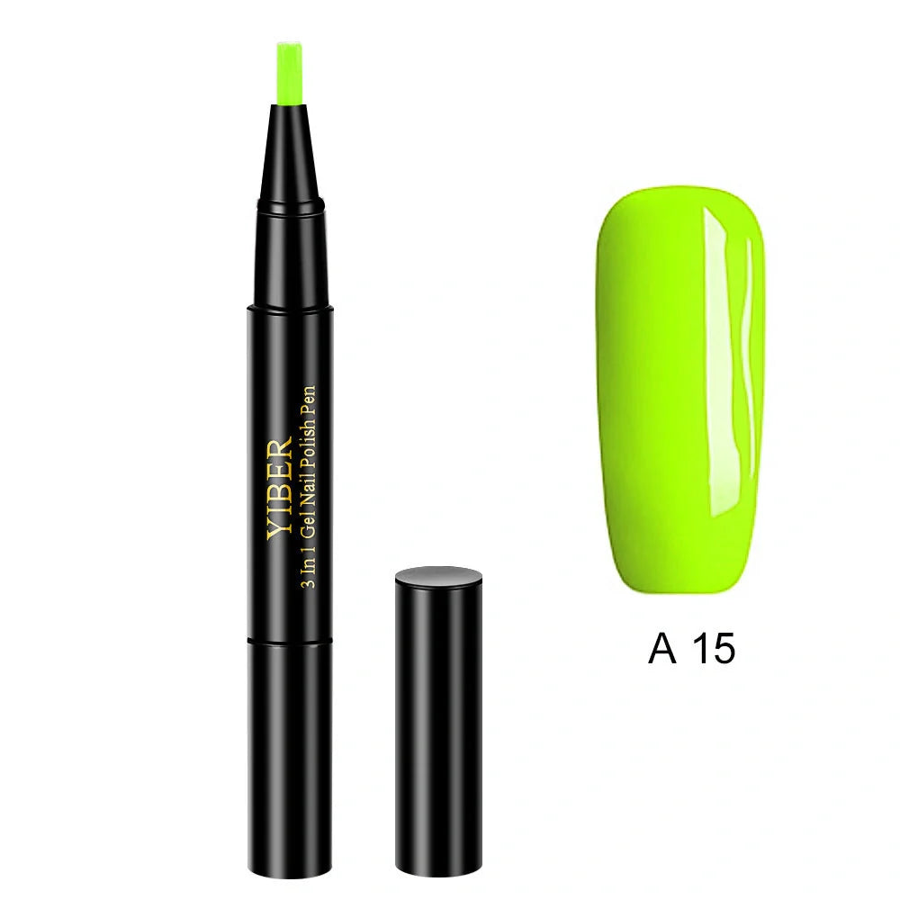 3-in-1 Gel Nail Varnish Pen with Glitter for easy one-step nail art