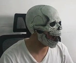 Creepy skeletal horror mask with movable jaw - perfect for Halloween costume and cosplay