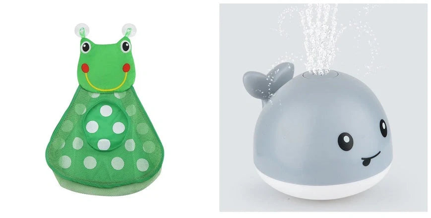 Electric induction whale spray toy for baby bath time with automatic water spray and lights