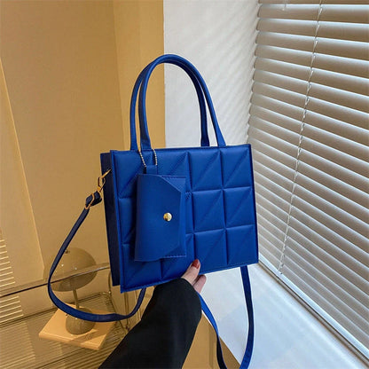 Chic plaid shoulder bag with wallet for women, available in black, white, blue, and green