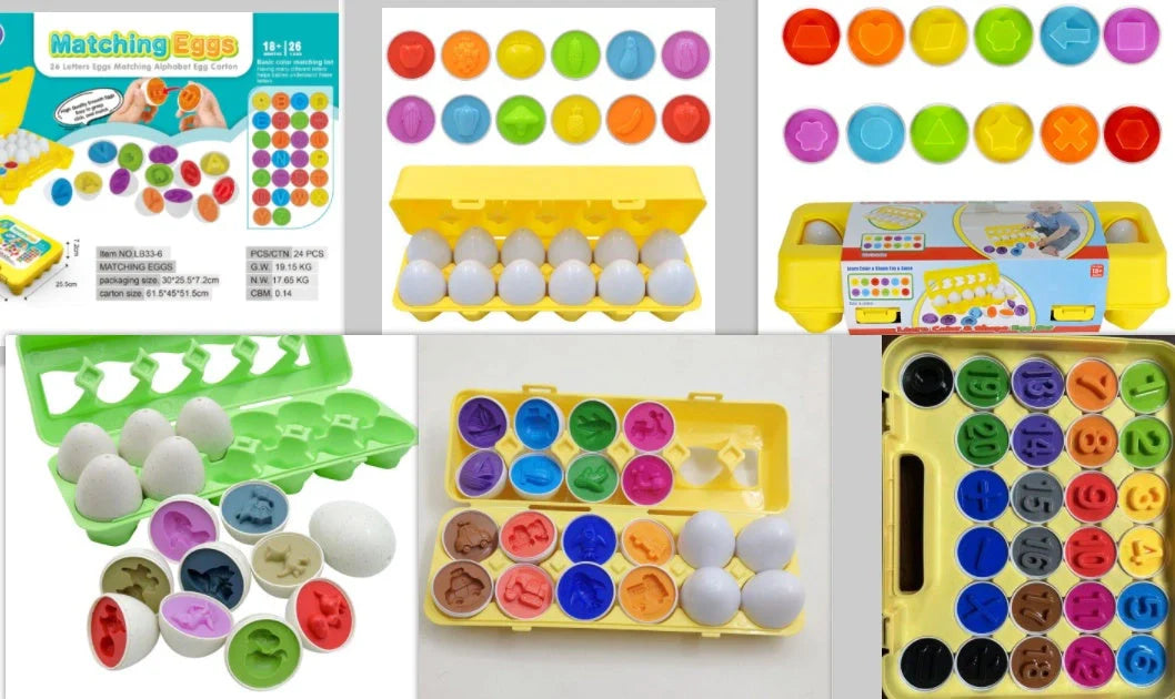 Educational smart egg toy for children, featuring 12 colourful eggs for shape and colour matching