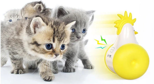 Electronic cat toy with infrared laser, sound, and self-balancing features to captivate and entertain feline companions