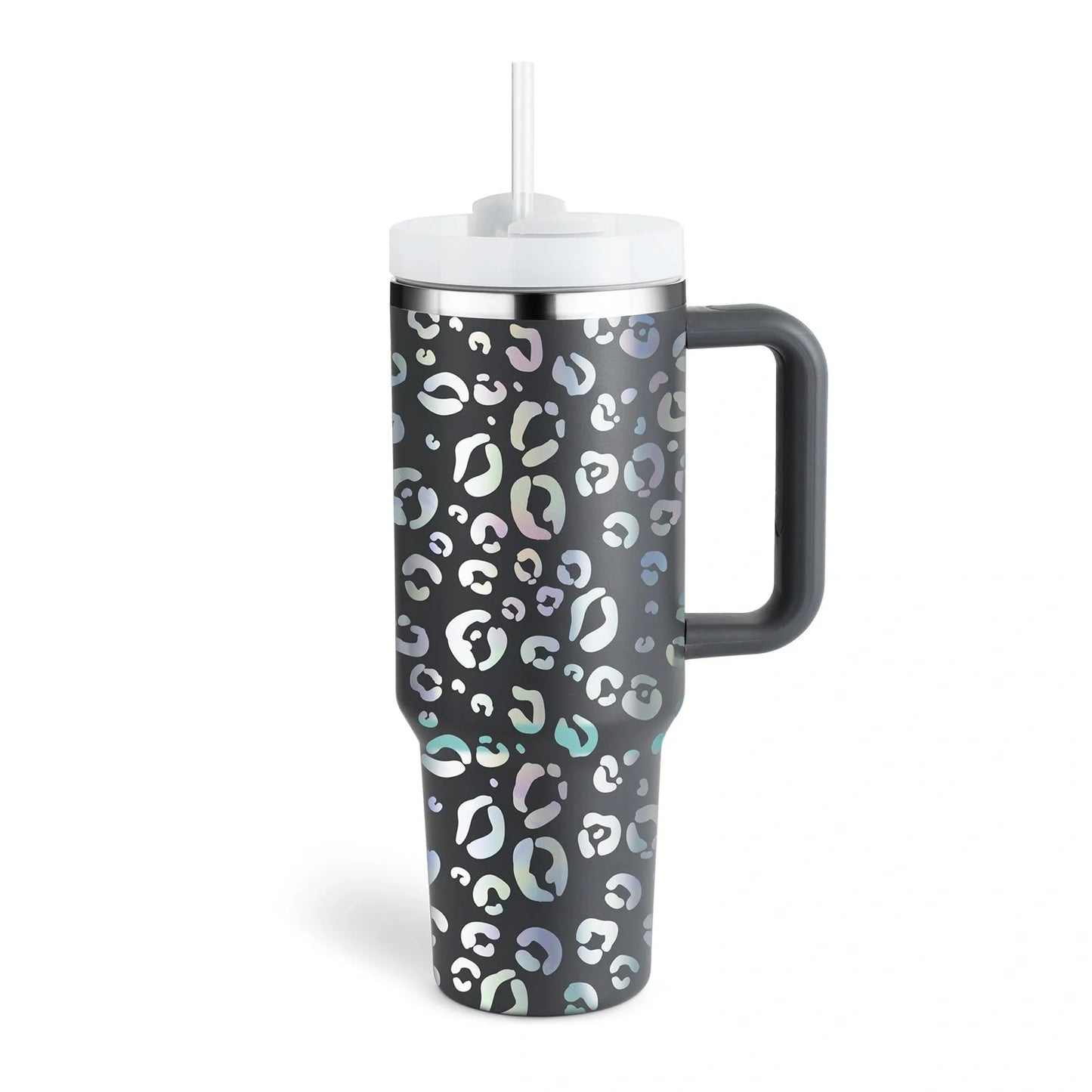 40oz stainless steel coffee mug with handle and straw, BPA-free, various colours available