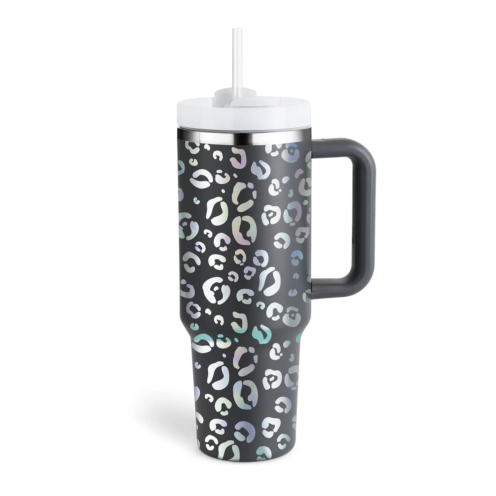 40oz stainless steel coffee mug with handle and straw, BPA-free, various colours available