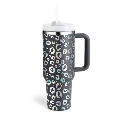 40oz stainless steel coffee mug with handle and straw, BPA-free, various colours available