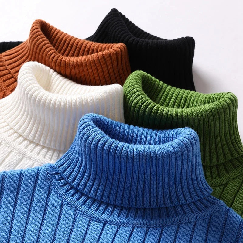 Premium cotton blend turtleneck sweater for men and women, available in multiple colours and sizes.