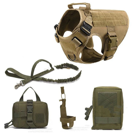 Tactical K9 Service Dog Harness with Reinforced Top Handle, Customizable Panels, and Military-Grade Construction