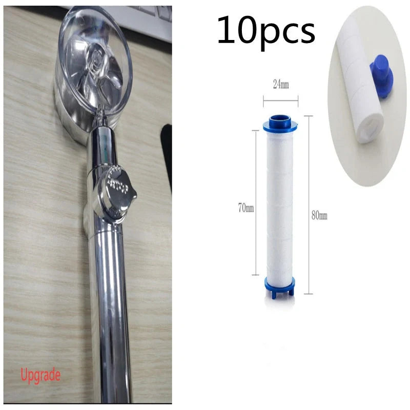 Turbo Propeller Shower Head in various colours with 360-degree fan extension