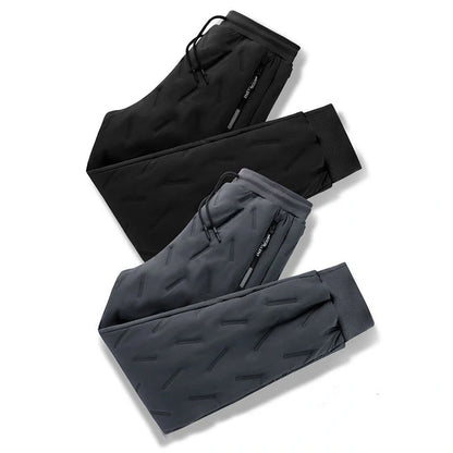 Men's winter velvet fleece jogging pants with zip pocket