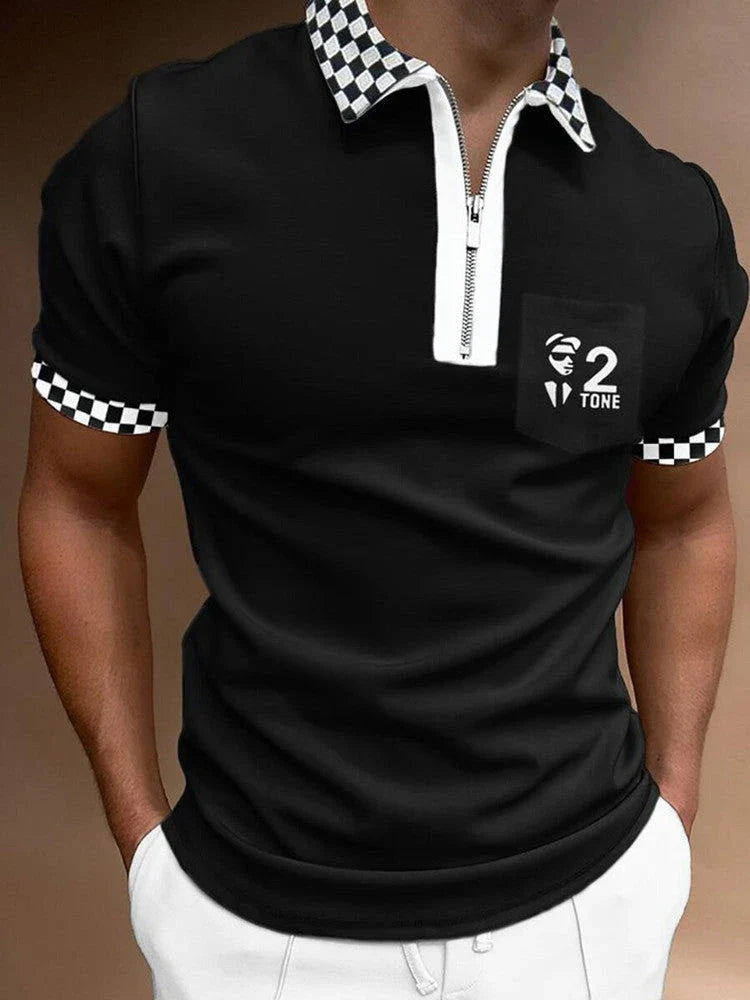 Premium Men's Striped Polo T-Shirt with Short Sleeves and Tailored Fit
