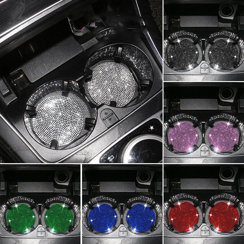 Universal anti-slip silicone cup holder insert with crystal rhinestone design for cars