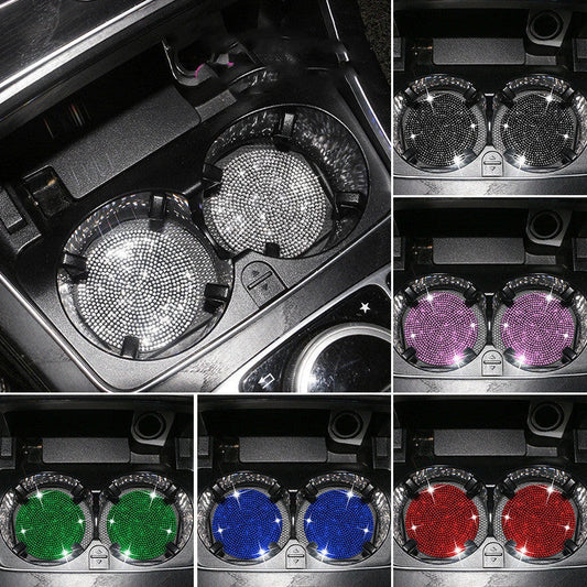 Universal anti-slip silicone cup holder insert with crystal rhinestone design for cars