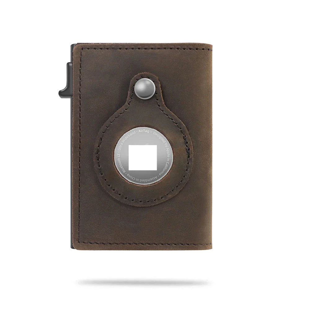 Sleek RFID-blocking wallet made of durable PU leather with multiple interior compartments and an AirTag pocket for secure everyday carry