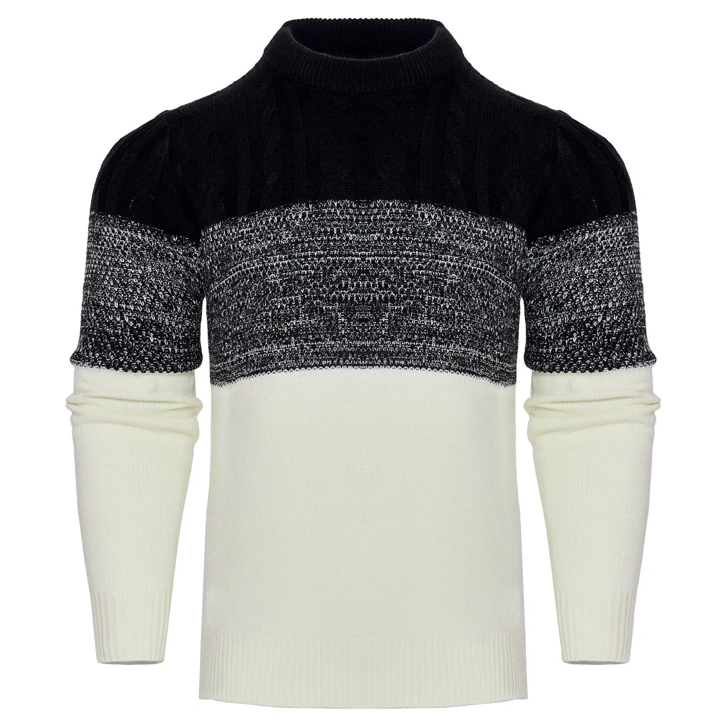 Men's Casual Cable Knit Colour Block Sweater in various colors and sizes