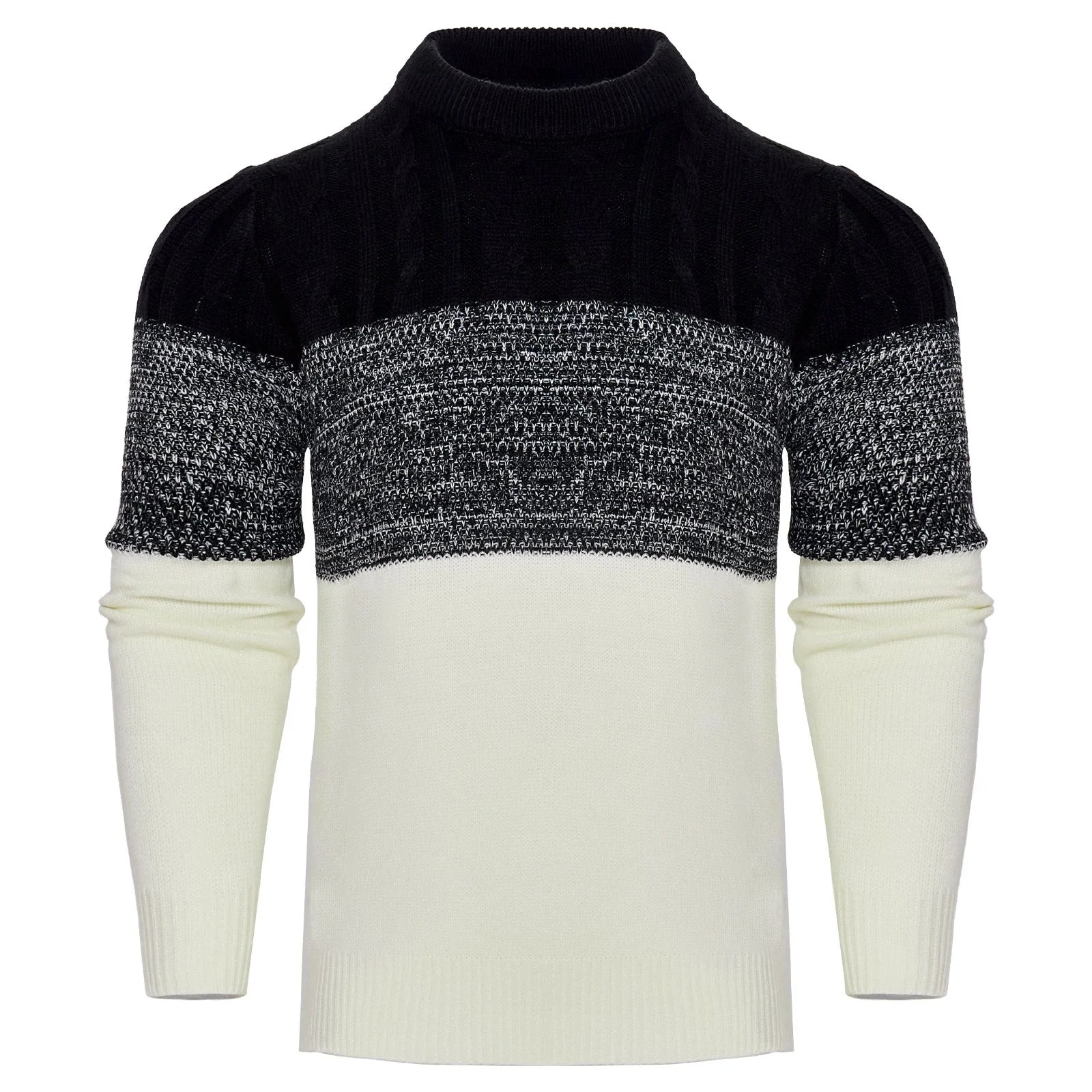 Men's Casual Cable Knit Colour Block Sweater in various colors and sizes