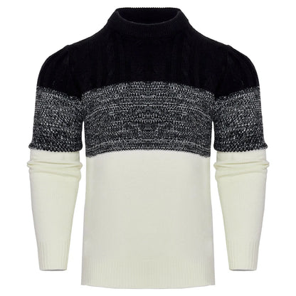 Men's Casual Cable Knit Colour Block Sweater in various colors and sizes
