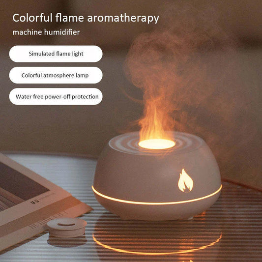 Aromatherapy Mist Humidifier with Flame-like Lighting Effects, USB-Powered Relaxation Device for Home