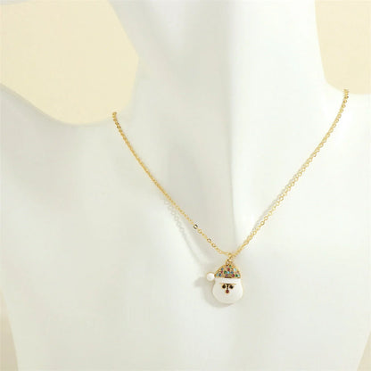 Festive Christmas-themed necklace with oil-drop pendant and coloured rhinestones