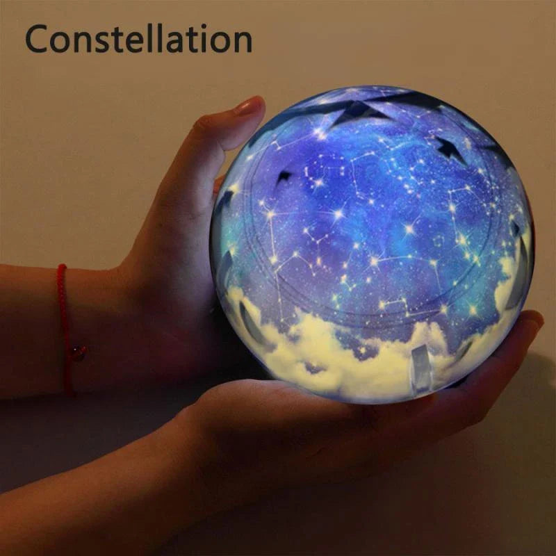 Celestial Starry Night Light projecting a mesmerizing display of stars, planets, and galaxies on the wall and ceiling
