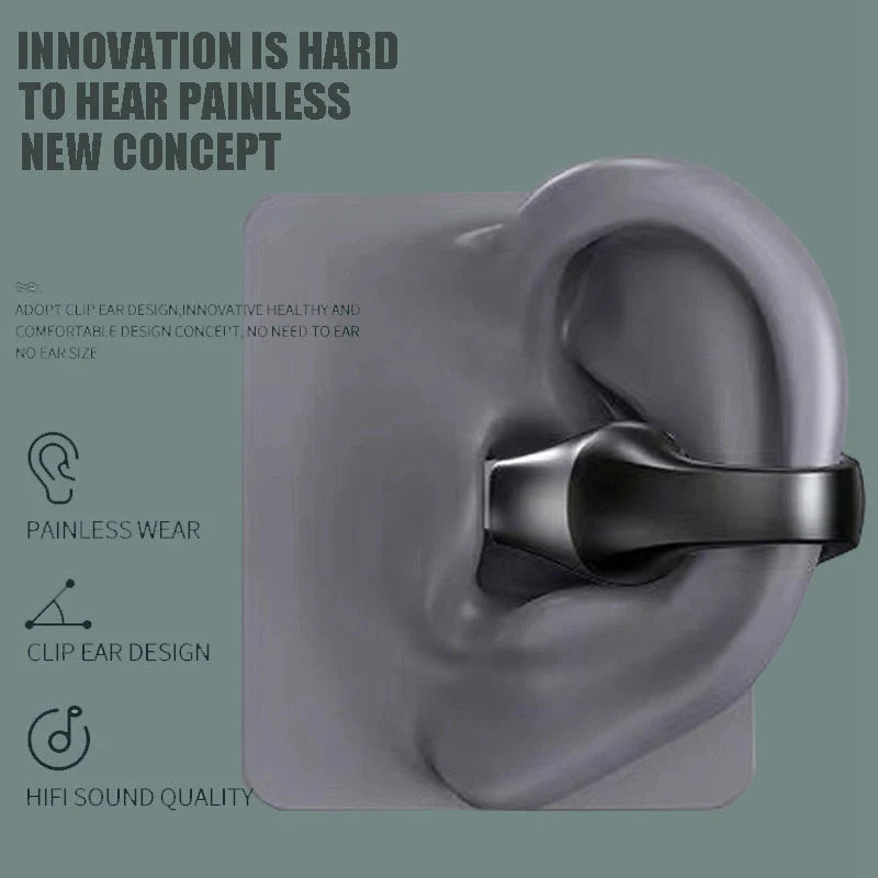Bluetooth 5.2 bone conduction headphones in white and black with HIFI sound