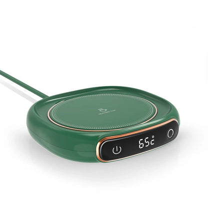 Sleek cordless coffee mug warmer keeps hot drinks at perfect temperature for hours