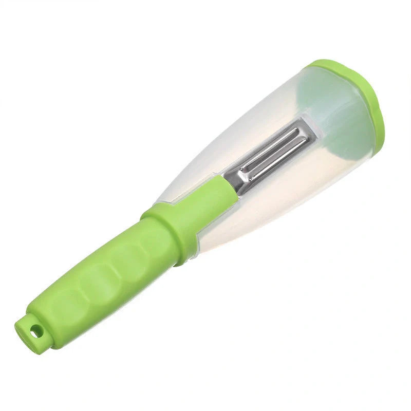 Stainless steel peeler with built-in rubbish bin for clean kitchen peeling