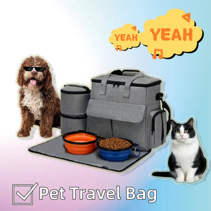 Grey dog travel backpack with removable divider and multiple carrying options