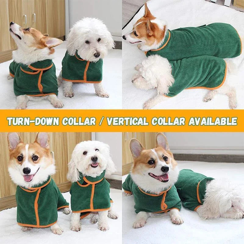 Premium microfiber pet drying bathrobe with adjustable strap and soft lining for superior comfort and absorbency