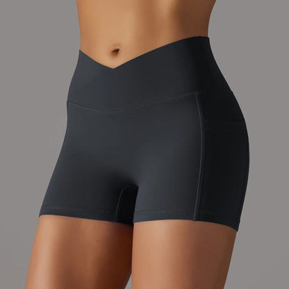 Women's yoga shorts with phone pocket in various colours