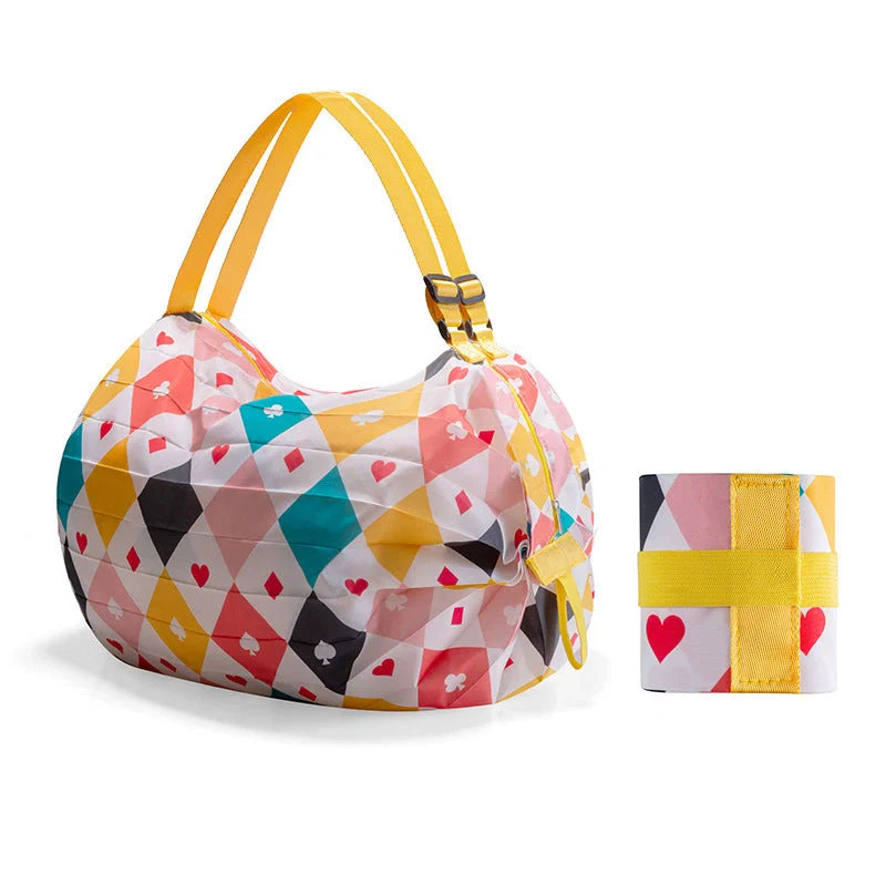 Large capacity foldable nylon shopping bag in various colors