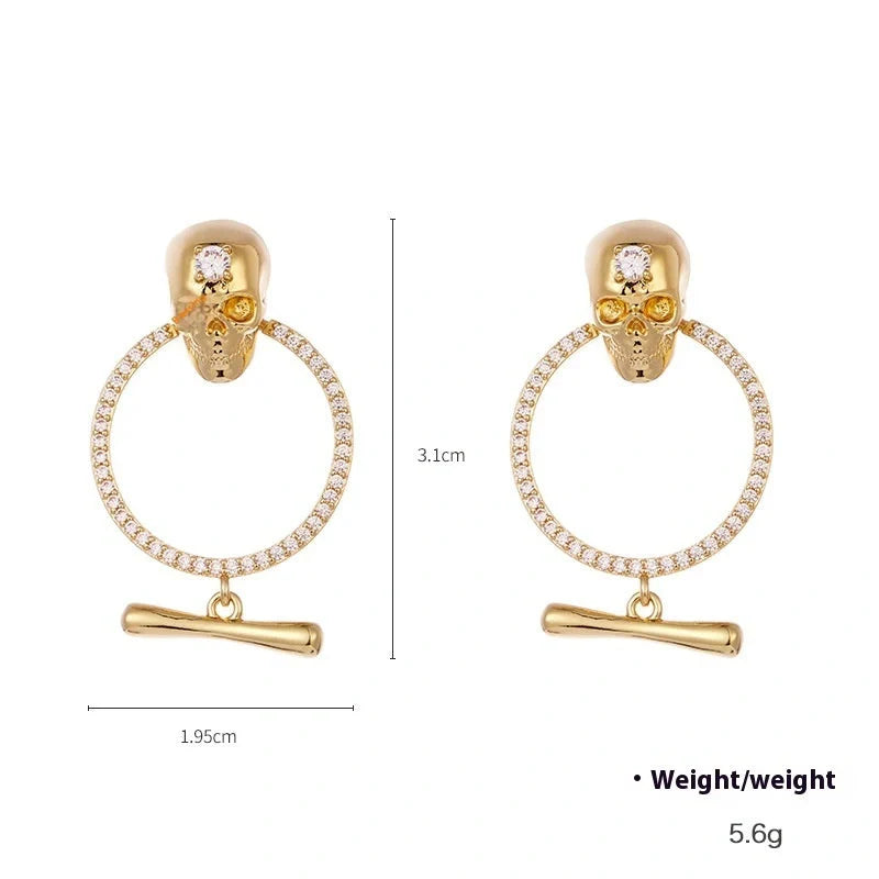 Original Punk Skull Pendant Earrings with zircon accents, available in three unique styles.