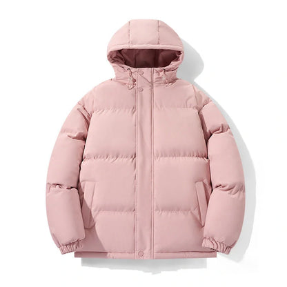 Cotton chenille hooded coat in pink, black, khaki, and sky blue for winter warmth
