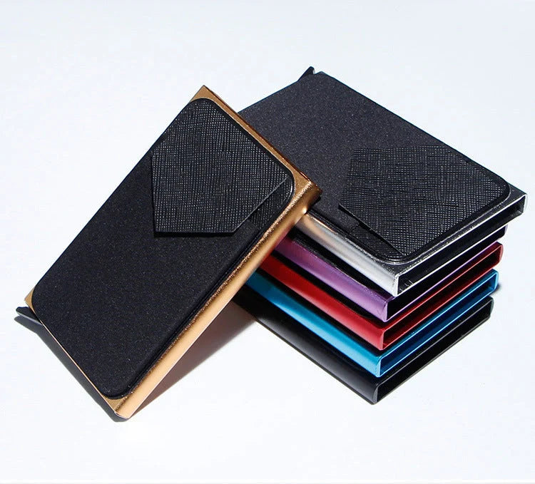 Aluminium alloy anti-theft multi card holder with lycra cloth strap in various colours