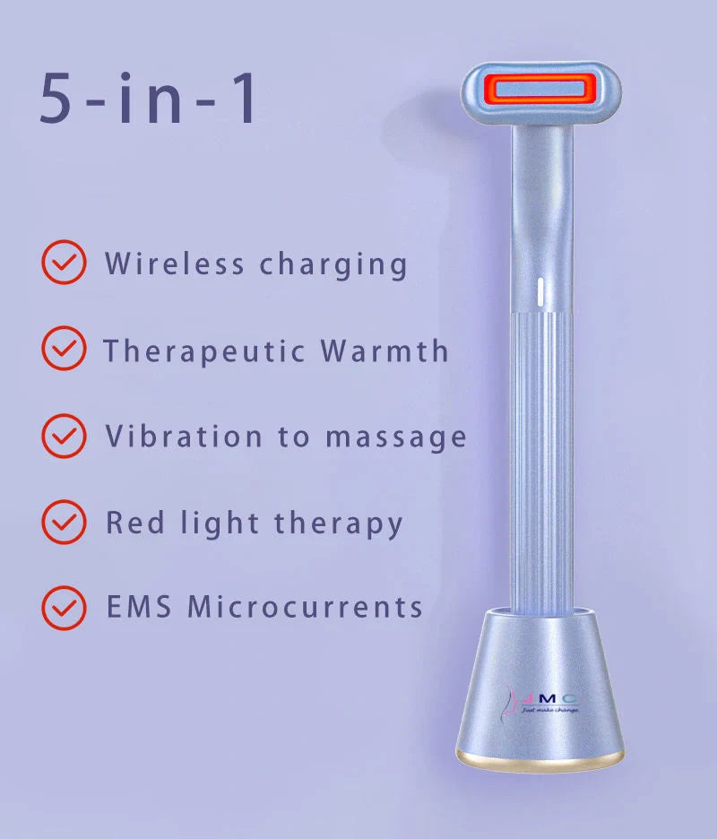 360 Degrees Rotary Eye Massage Wand with Red LED Light and Therapeutic Warmth for skincare