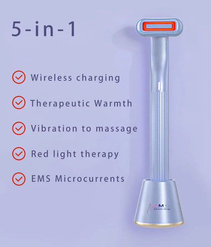 360 Degrees Rotary Eye Massage Wand with Red LED Light and Therapeutic Warmth for skincare