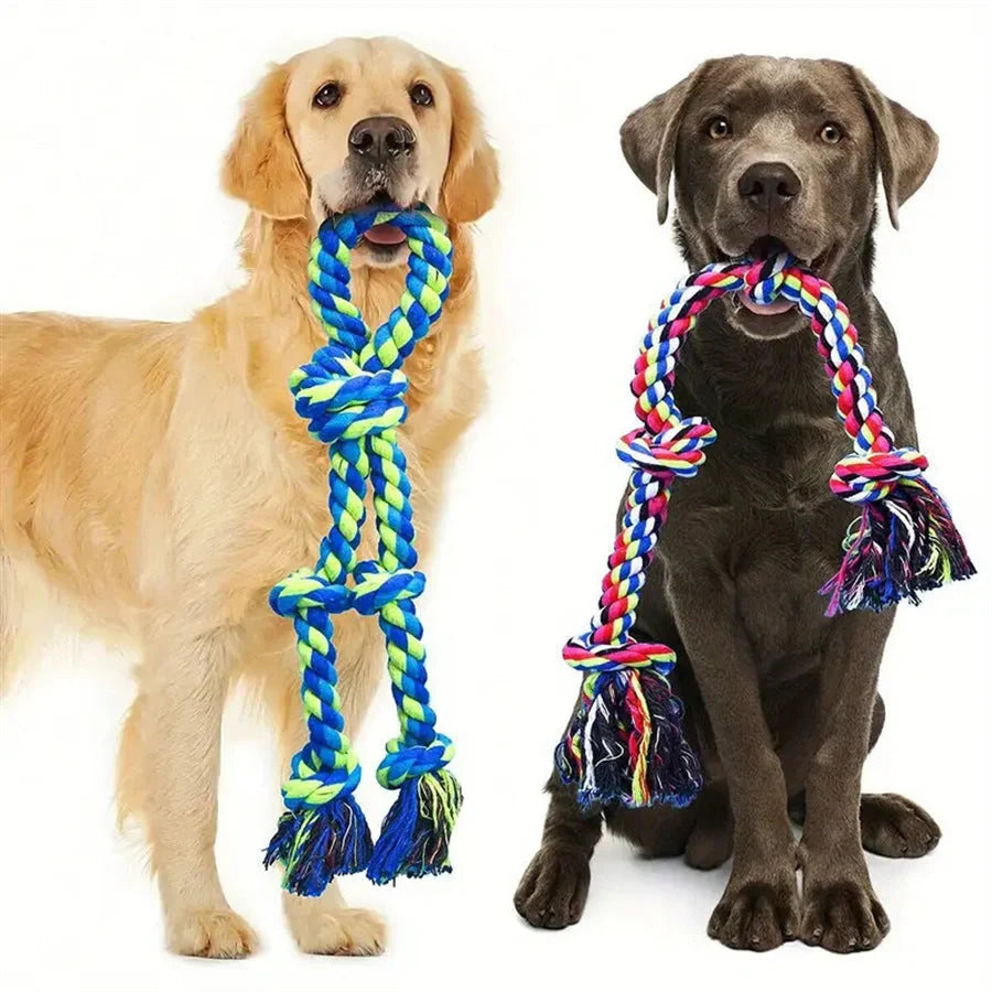 Durable rope knot dog toys for large breeds, promoting dental health and fun play
