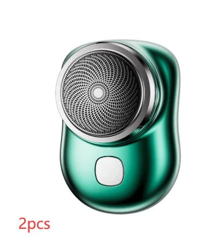 Mini Portable USB Rechargeable Electric Shaver for Men in black, blue, green, and silver
