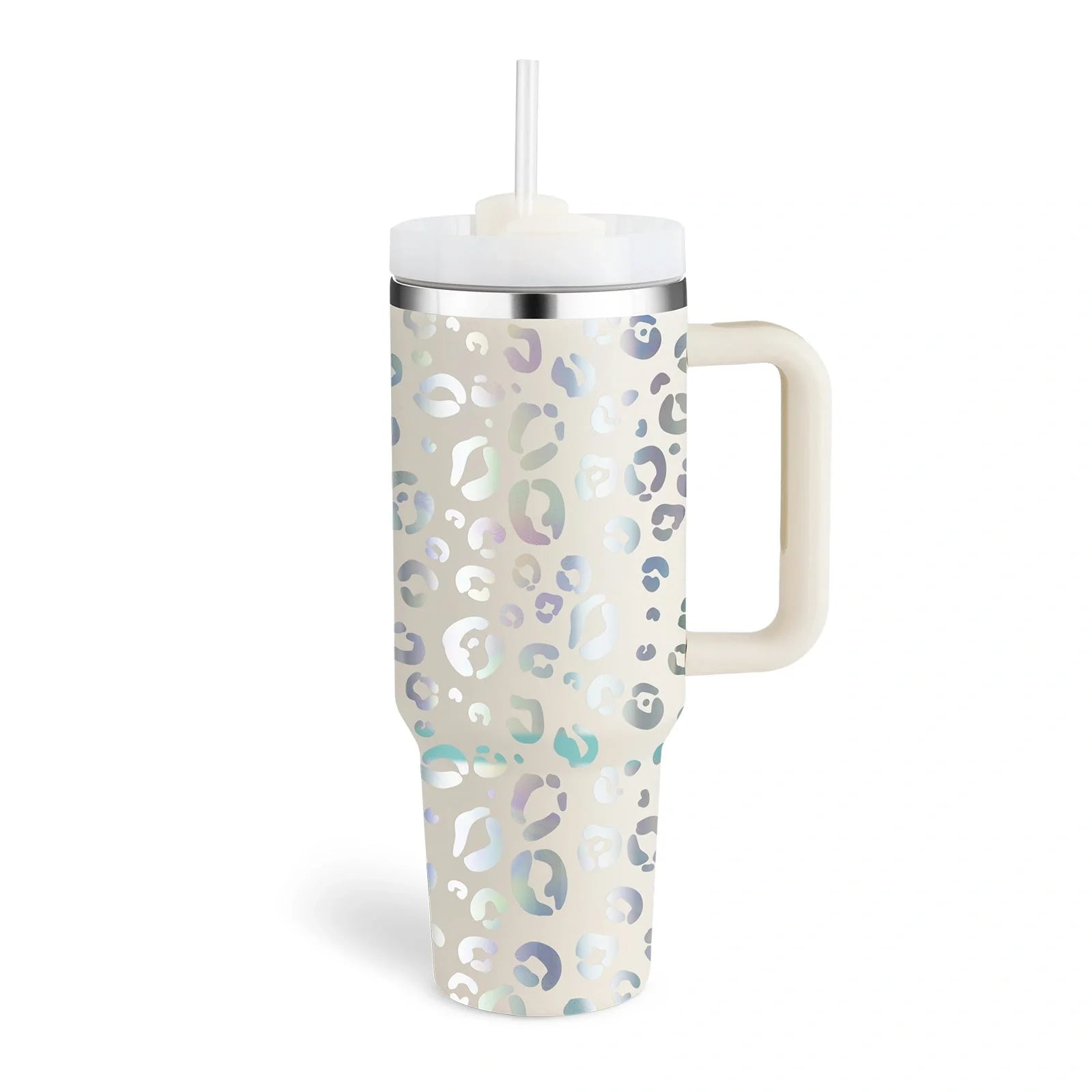 40oz stainless steel coffee mug with handle and straw, BPA-free, various colours available