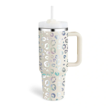 40oz stainless steel coffee mug with handle and straw, BPA-free, various colours available