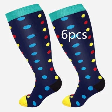 Plus-sized compression socks with bamboo fiber blend for breathability and comfort