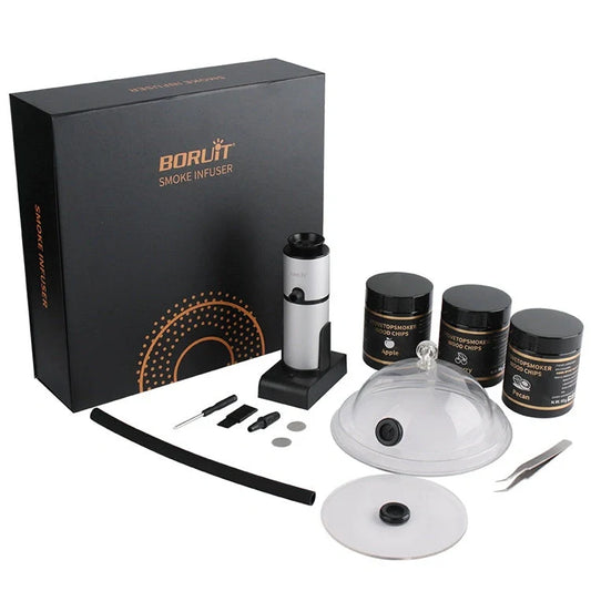 Premium charcoal smoking set with all accessories for creating delicious smoked dishes at home