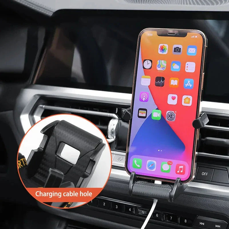 Vent-mounted car phone holder with 360-degree rotation for safe, hands-free driving