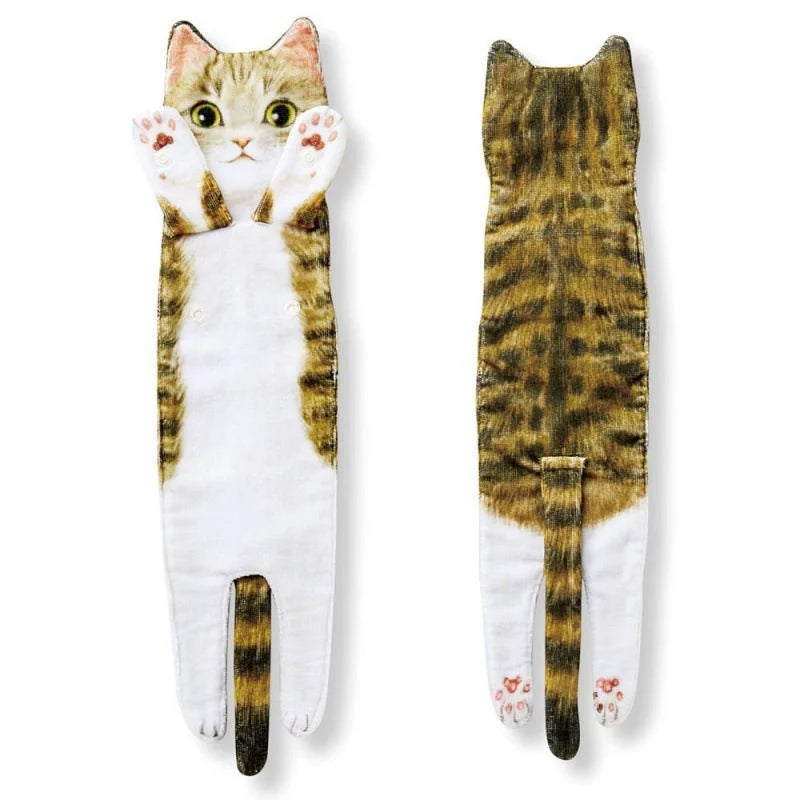 Cat-shaped hand towels in various colors for bathroom and kitchen use