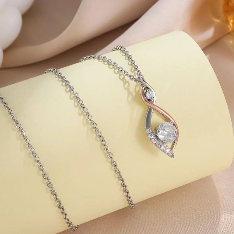 Elegant Two-Tone Electroplated Smart Necklace with gemstone pendant